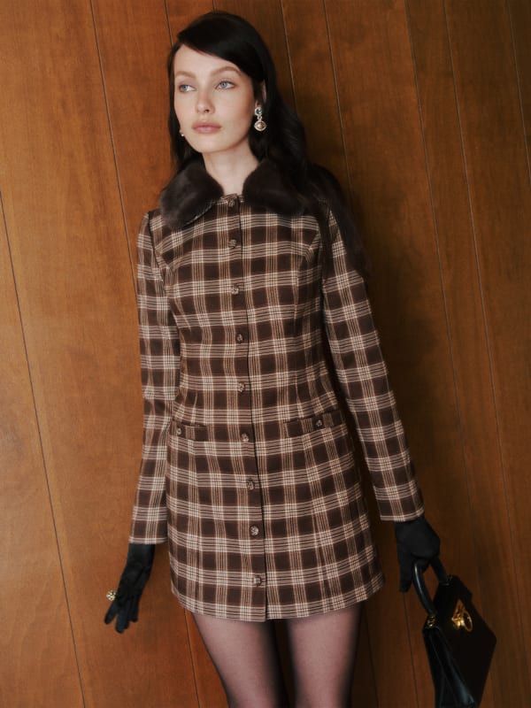 Penna Dress - Dark Brown Plaid